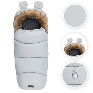 Sac de iarna MoMi 45x95 cm pentru carucior impermeabil cu gluga si captuseala calduroasa Gri - Img 10