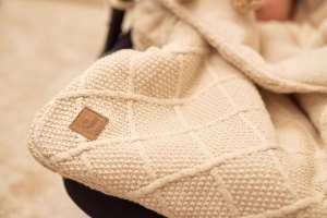Sacul pentru picioare Jollein Check Knit, Oatmeal - pentru scaun auto si carucior - Img 6