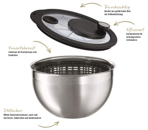 Salatiera ROSLE cu Kurbel, inox 1810, 24 cm, 5.4 litri - Img 2