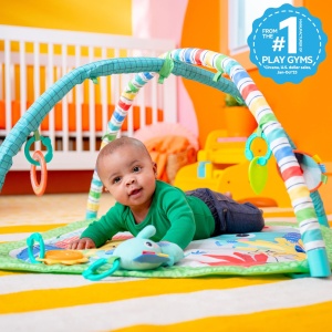 Saltea de activitate pentru bebelusi Bright Starts Wild Wiggles, 5 jucarii incluse, Verde - Img 2