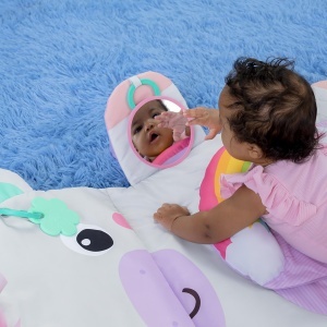 Saltea de activitati Bright Starts Tummy Time Prop Play, Unicorn, 4 jucarii incluse - Img 6