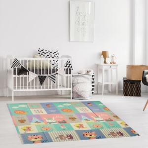 Saltea de joaca pliabila Relaxdays, 200 x 180 cm, cu motive colorate - Img 2