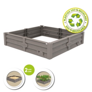 SandBox Smoby 2-in-1 Square Garden - 76x76 cm, Plastic reciclat, Cu fund - Img 2