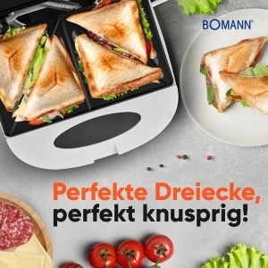 Sandwich Maker Bomann ST 6073 CB Alb Placi Triunghiulare 820W - Img 2