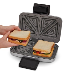 Sandwich maker Cloer 6259 900 W pentru 2 paine prajita impartite in diagonala paine prajita americana umpluturi XXL argintiu - Img 8