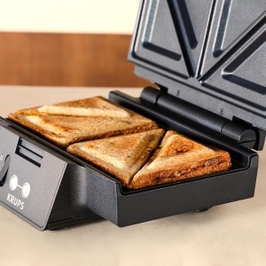 Sandwich Maker KRUPS FDK461, 850W, Placi ceramice antiaderente, Negru - Img 2