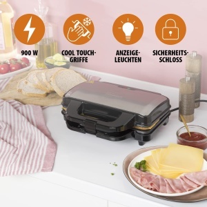 Sandwich maker Tristar SA-3060, 900W, placi adanci, negru, compact - Img 5