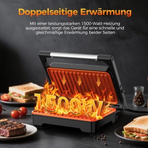 Sandwich Maker YASHE 1500W, XXL, Gratar Panini, Design Compact - Img 3