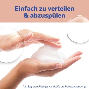 Sapun lichid antibacterian Sagrotan Samt-Schaum 8 x 250 ml, Kirschblute si Rose - Img 4