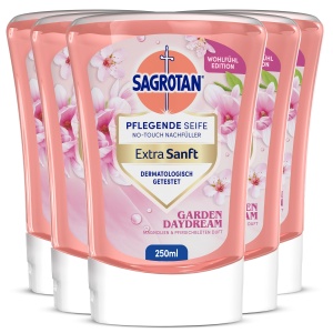Sapun lichid Sagrotan No-Touch, 5 x 250 ml, parfum magnolii si piersici, hidratant