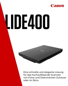 Scaner Canon Lide 400 (suport plat A4, senzor CIS, 4.800 x 4.800 DPI, sursa de alimentare USB, 5 butoane de scanare, suport pentru plasare verticala) negru - Img 3