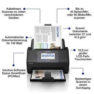 Scanner documente Epson Workforce ES-590W, 45 paginimin, touchscreen 10.9 cm, wireless - Img 2