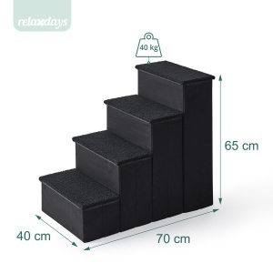 Scara pentru caini Relaxdays, 4 trepte, 40 kg, negru - Img 5
