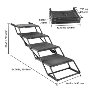 Scara pentru caini VEVOR 4 trepte, suport 113 kg, pliabila, rampa auto - Img 8