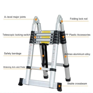 Scara telescopica 5M din aluminiu, scara pliabila scara multifunctionala scara extensibila scara cu 16 trepte scara max. capacitate de incarcare 150 kg - Img 6