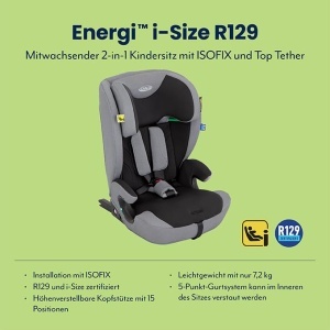 Scaun auto Graco Energi i-Size R129, 76-150 cm, Meteor, cu ISOFIX - Img 2