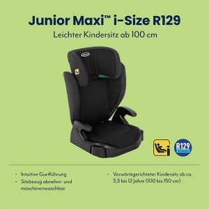 Scaun auto Graco Junior Maxi i-Size R129, 3.5-12 ani, ajustabil, negru - Img 2