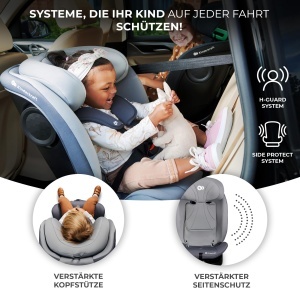 Scaun Auto Kinderkraft I-GROW, 0-36 kg, 360 rotire, gri - Img 4