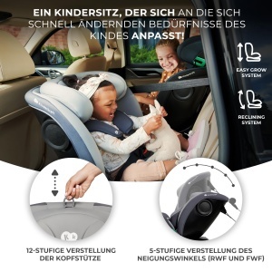 Scaun auto Kinderkraft I-GROW 0-36 kg, I-SIZE, 360 grade, Graphit - Img 7