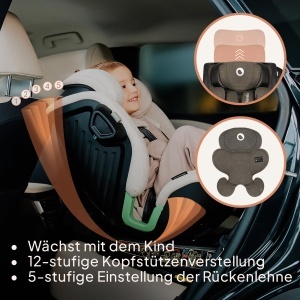 Scaun auto rotativ Lionelo Harmony I-Size 360deg sistem ISOFIX reglaj spatar si tetiera - Img 7
