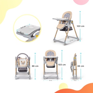 Scaun de masa copii Kinderkraft LASTREE, 2 in 1, gri, cu functie de inclinare - Img 7