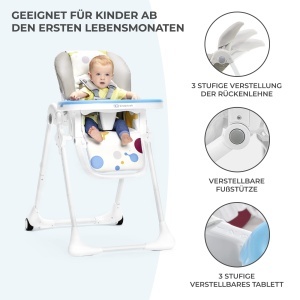 Scaun de masa Kinderkraft YUMMY, ajustabil, 7 inaltimi, gri - Img 4