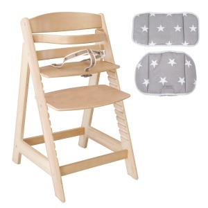 Scaun inalt pentru copii roba Sit Up III reglabil lemn natur cu pernuta Little Stars