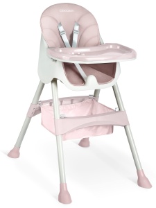 Scaun inalt Ricokids Scaun inalt pentru copii pentru copii 3 in 1 de la 6 luni Scaun de sufragerie cu centura de siguranta Cadru pliabil usor de intretinut reglabil pe inaltime Crestere cu copil Cos detasabil Roz - Img 2