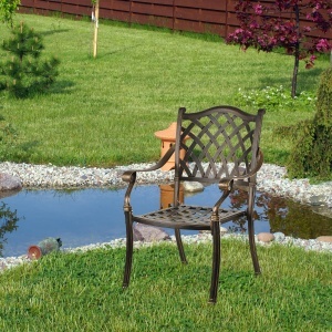 Scaune de gradina Relaxdays, set 2 bucati, metal, antice, negrubronze - Img 3