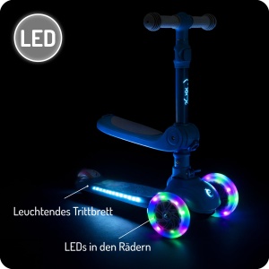 Scooter 2-in-1 MoMi Debe cu Klappsitz, pentru copii, 50 Kg, 3 roti LED - Img 3