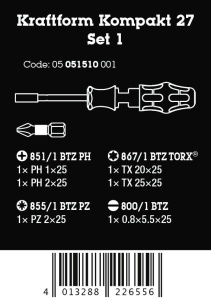 Screwdriver cu magazin de bituri Wera Kraftform Kompakt 27, 7 piese - Img 2