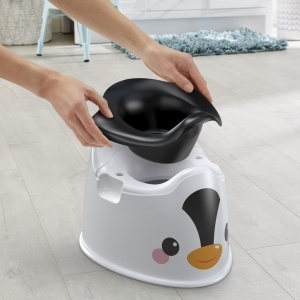 Sediu toaleta pentru copii Fisher-Price Pinguin, cu manere, design prietenos - Img 5