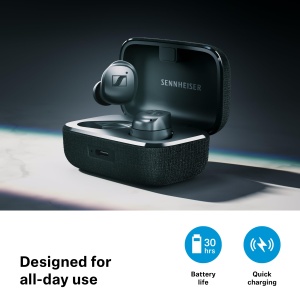 Sennheiser MOMENTUM True Wireless 4 - Casti inteligente Bluetooth 5.4, sunet clar, design ergonomic, 30 de ore de viata a bateriei, Adaptive ANC - Cupru negru - Img 5
