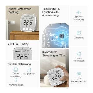 Senzor de temperatura si umiditate TP-Link Kasa KE110, monitorizare in timp real, display E-Ink - Img 2