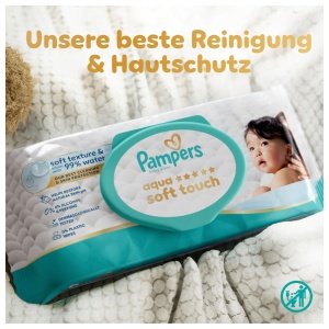 Servetele umede Pampers Aqua Soft Touch, 864 bucati, 99 apa, fara alcool - Img 4