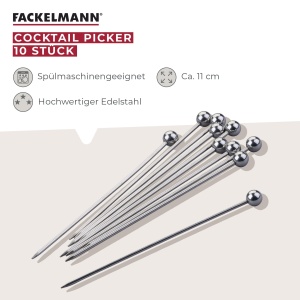 Set 10 Cocktailpickere Fackelmann din Otel Inoxidabil, 11cm, Reutilizabili - Img 2