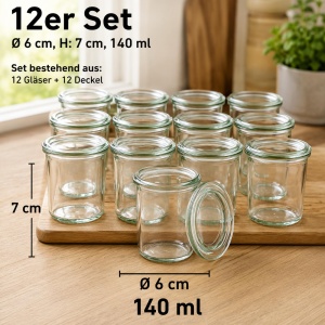 Set 12 Borcane APS 140 ml cu Capac, Transparent, 6 cm, H 7 cm - Img 2