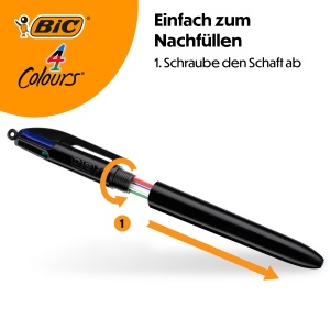 Set 12 Stilouri BIC 4 Culori Pro, Negru, Reumplibile, Ideal pentru Birou si Scoala - Img 5