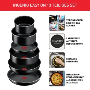 Set 13 Piese Tefal Ingenio Easy On, Tavi si Oale cu Maner Detasabil, Antiaderente - Img 2