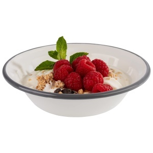 Set 2 Boluri Emaillate APS 98669, 16,5 cm, Culoare Creme cu Marginile Gri - Img 3