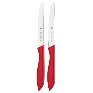 Set 2 Cutite de Mic Dejun WMF, 23 cm, Inox, Maner Plastic, Rosu
