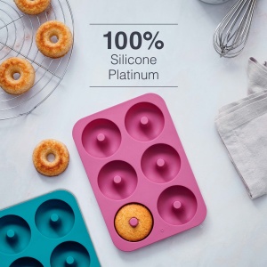 Set 2 forme silicon Lacor 68770-2 pentru 6 donuts antiaderente albastru si roz - Img 5