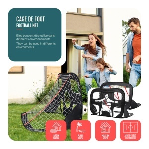 Set 2 Porti de Fotbal VOUNOT 120x80 cm, 2-in-1 cu Sac de Transport - Img 5