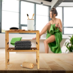 Set 2 Rafturi din Bambus Relaxdays, Dimensiuni 20x35,5x30,5 cm, Design Natural - Img 5