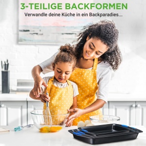 Set 3 Bai Antiaderente NutriChef din Otel Carbon cu Manere din Silicon, Gri, Rezistente la 230C - Img 2