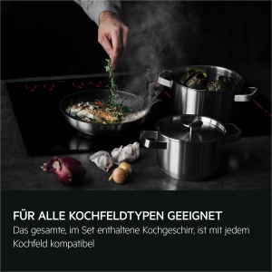 Set 3 Piese AEG pentru Gatit - 1 Tigai si 2 Oale, Antiaderent, Inox - Img 5