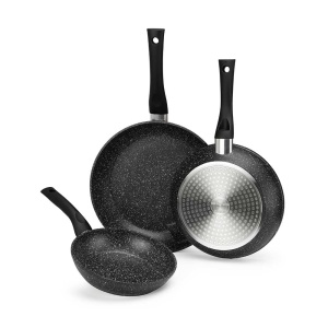 Set 3 Tigai Orbegozo SFB 8300 din Aluminiu, Antiaderente, 18, 22 si 26 cm, Negru - Img 1