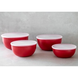 Set 4 Boluri Salata KitchenAid, Capacitate 355-1065 ml, Culoare Rosie - Img 6