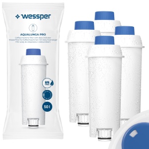 Set 4 filtre de apa Wessper AquaLunga pentru cafetiere DeLonghi DLSC002 reduc sedimente si calcar