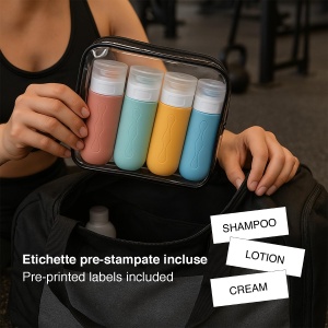Set 4 Flacoane de Calatorie BEPER C302AAC010, 90 ml, Silikon, Etui Transparent - Img 4